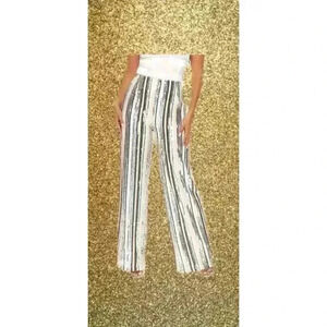 Fashion Nova Hot Stuff Sequin Wide Leg Pants - Silver Size Large‎ (0156)